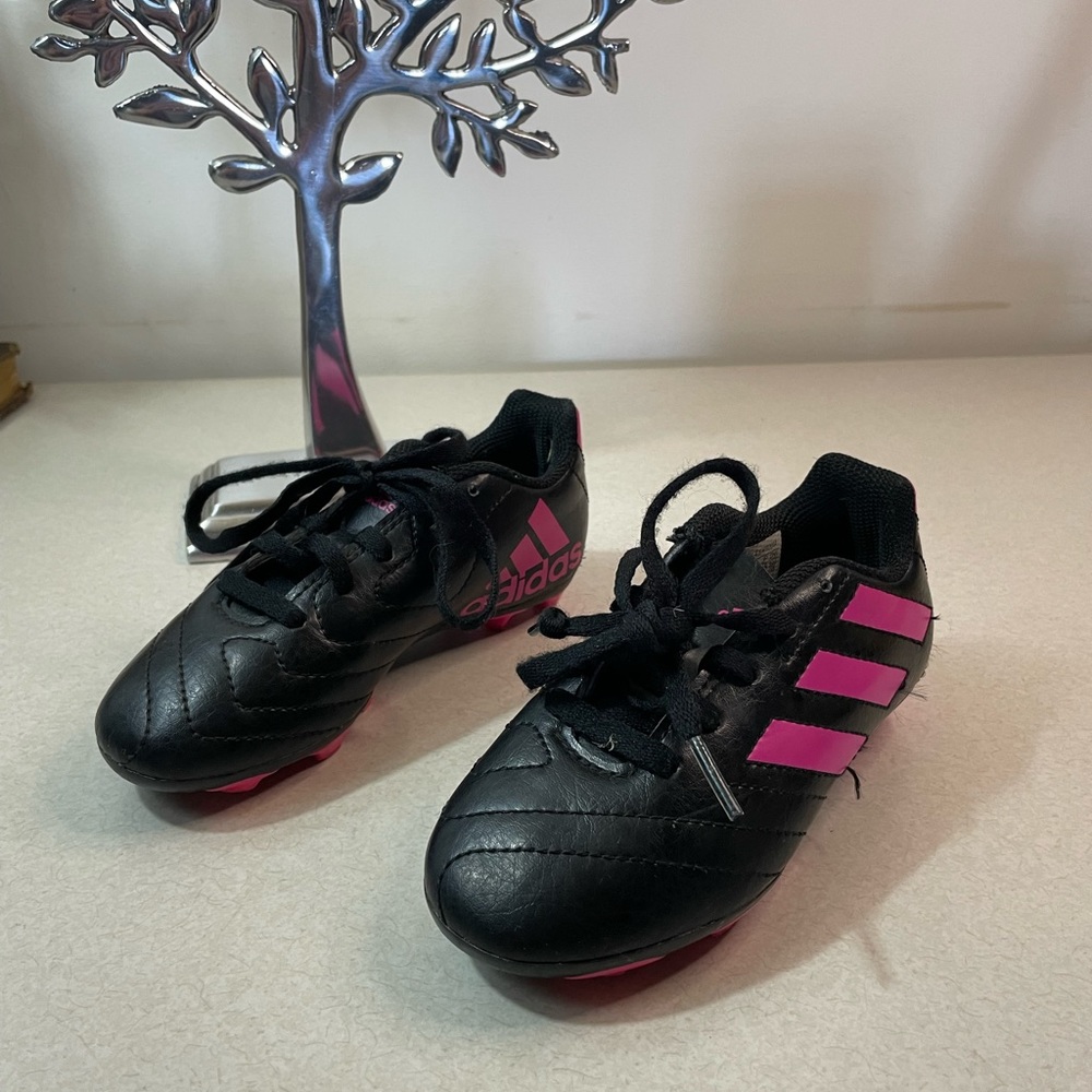 Adidas Girls Soccer Cleats Black Pink Size 10 - Picture 2 of 10